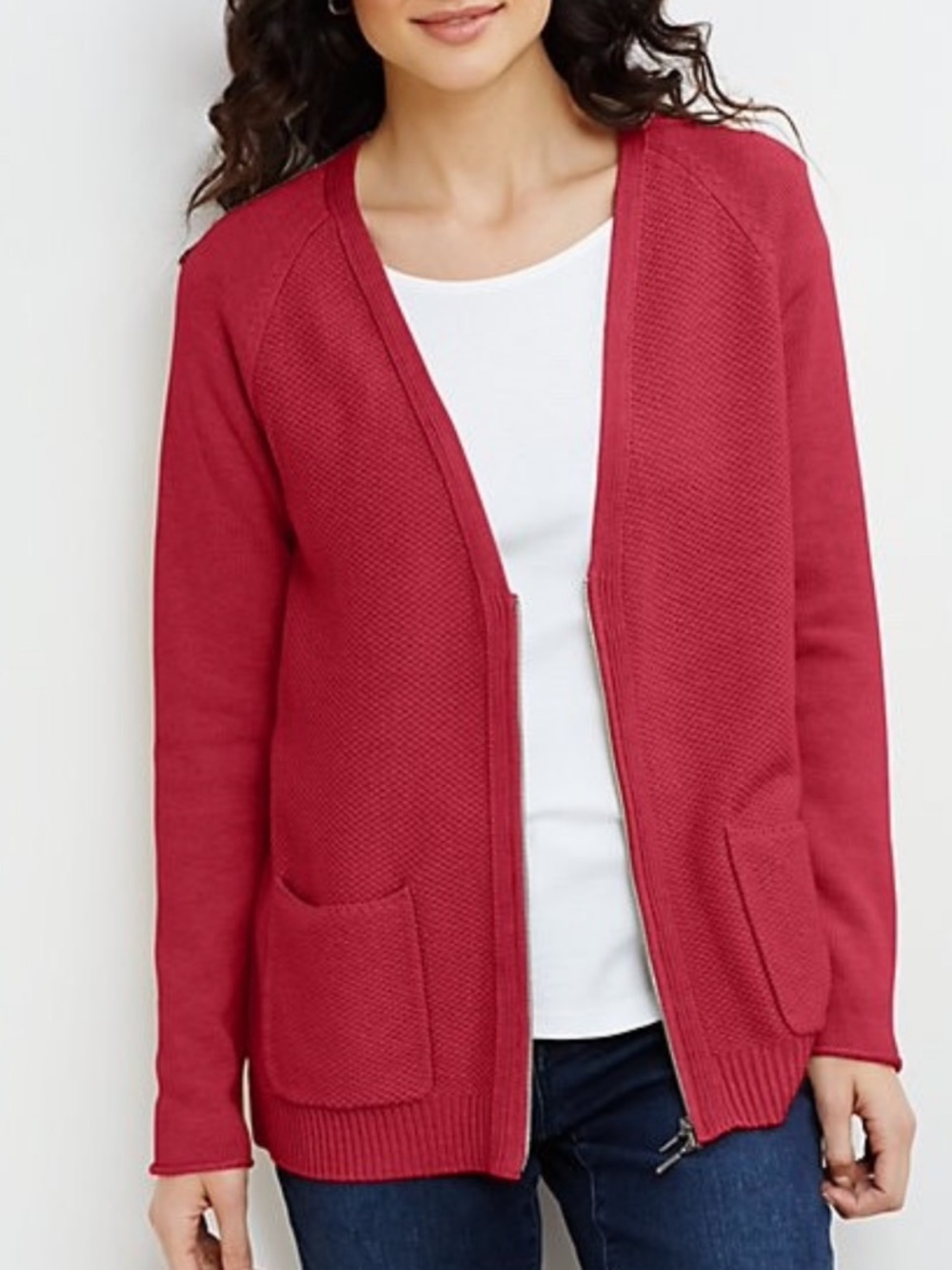 J. Jill Womens Double Zip Front Cotton Blend Knit Cardigan‎ Sweater XL Tall
